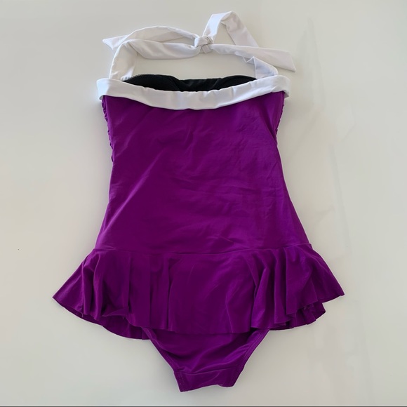 Ralph Lauren Size 8 Purple Pleated One Piece - Picture 4 of 9